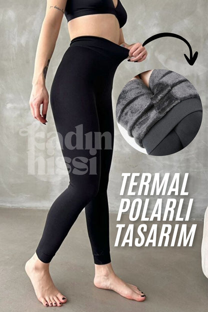 KadınHissi Sıcak Tutan Polarlı Yüksek Bel Termal Tayt